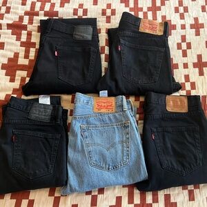 5 pairs of Levi’s jeans.